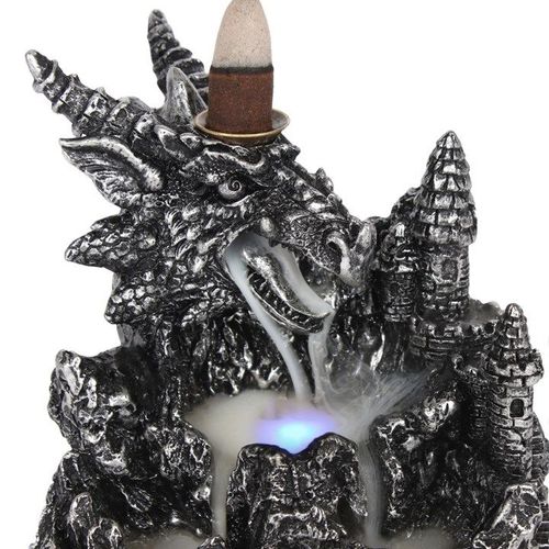 Silver Dragon Backflow Incense Burner With Light - Inspired Creative Gifts