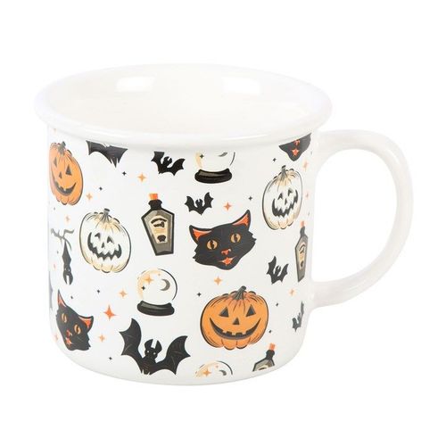 Spooky Cat and Pumpkin Print Mug - Mugs - Inspired Creative Gifts
