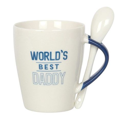 World's Best Daddy Ceramic Mug and Spoon Set - Mugs - Inspired Creative Gifts