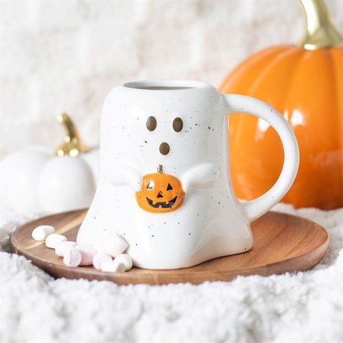 Ghost Shaped Mug with Pumpkin - Mugs - Inspired Creative Gifts