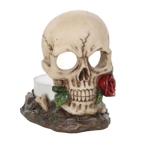 Skull Rose Tealight Holder - Candle Holders - Inspired Creative Gifts