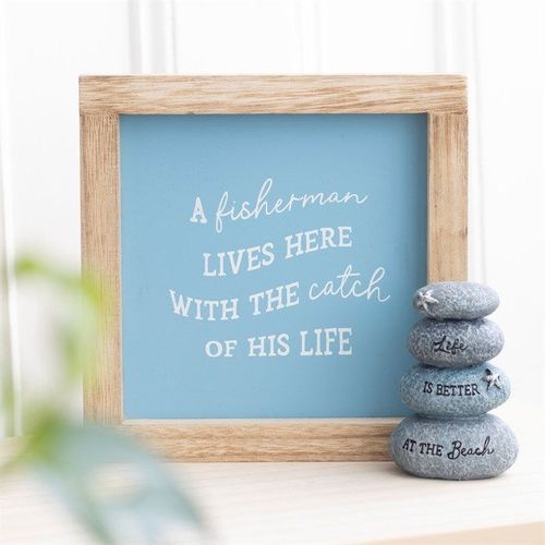 A Fisherman Lives Here Wooden Frame Sign - Sign - Inspired Creative Gifts