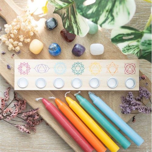 Seven Chakras Wooden Energy Candle Holder - Candle Holders - Inspired Creative Gifts