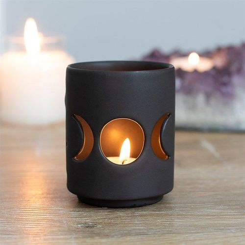 Small Black Triple Moon Cut Out Tealight Holder - Candle Holders - Inspired Creative Gifts