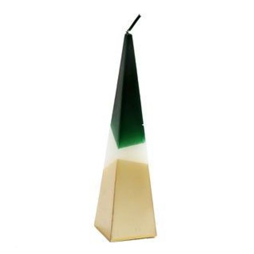 20cm Green and Gold Pyramid Candle - Candles - Inspired Creative Gifts