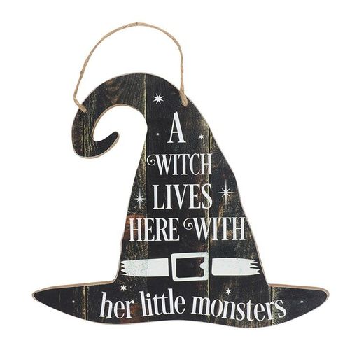 A Witch Lives Here Hanging MDF Sign - Sign - Inspired Creative Gifts