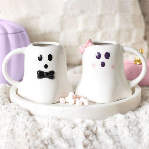 Mr and Mrs Boo Ghost Shaped Mug Set - Mugs - Inspired Creative Gifts