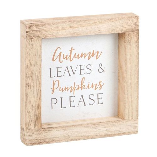 Autumn Leaves & Pumpkins Please Wooden Frame Sign - Sign - Inspired Creative Gifts