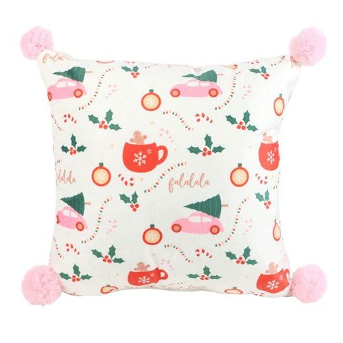 Square Sugarplum Fun Christmas Print Cushion - Inspired Creative Gifts