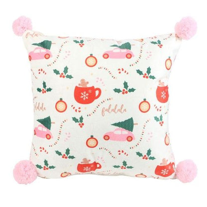 Square Sugarplum Fun Christmas Print Cushion - Inspired Creative Gifts