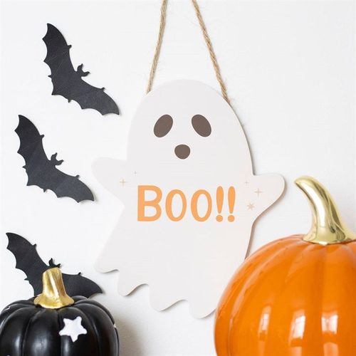 20cm Ghost Shaped Hanging Sign - Sign - Inspired Creative Gifts