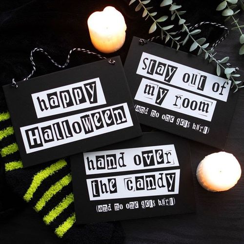 Black and White Happy Halloween Hanging Sign - Sign - Inspired Creative Gifts