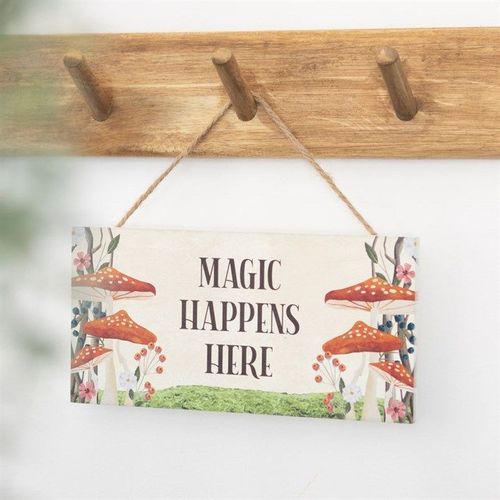 Magic Happens Here Mushroom Hanging Sign - Sign - Inspired Creative Gifts