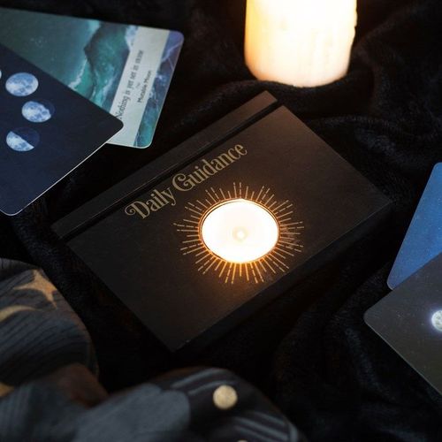 Black Daily Guidance Tarot Card Stand Tealight Holder - Candle Holders - Inspired Creative Gifts