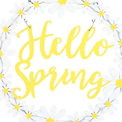 Hello Spring Hanging Daisy Wreath Decoration - Inspired Creative Gifts