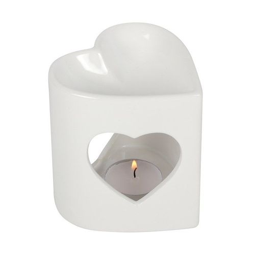 10cm White Heart Cutout Oil Burner - Inspired Creative Gifts