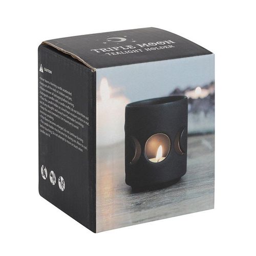 Small Black Triple Moon Cut Out Tealight Holder - Candle Holders - Inspired Creative Gifts