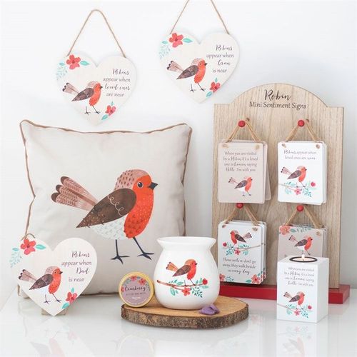 Loved Ones Winter Robin Hanging Heart Sign - Sign - Inspired Creative Gifts