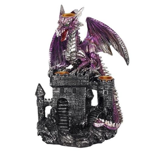 Purple Dragon on Castle Backflow Incense Burner - Inspired Creative Gifts