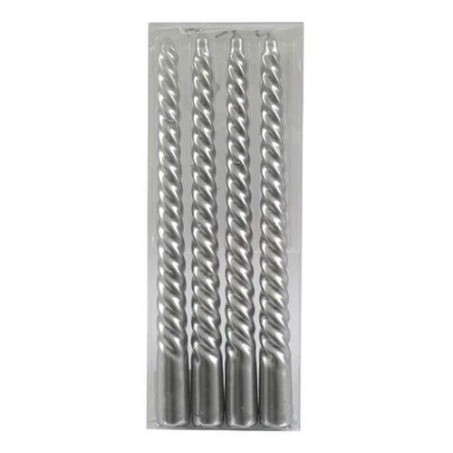 Set of 4 Silver Twist Taper Candles - Candles - Inspired Creative Gifts