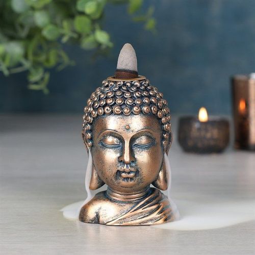 Bronze Buddha Head Backflow Incense Burner - Backflow Burners & Cones - Inspired Creative Gifts