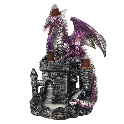 Purple Dragon on Castle Backflow Incense Burner - Inspired Creative Gifts