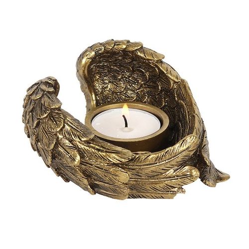 Antique Gold Angel Wing Tealight Candle Holder - Candle Holders - Inspired Creative Gifts