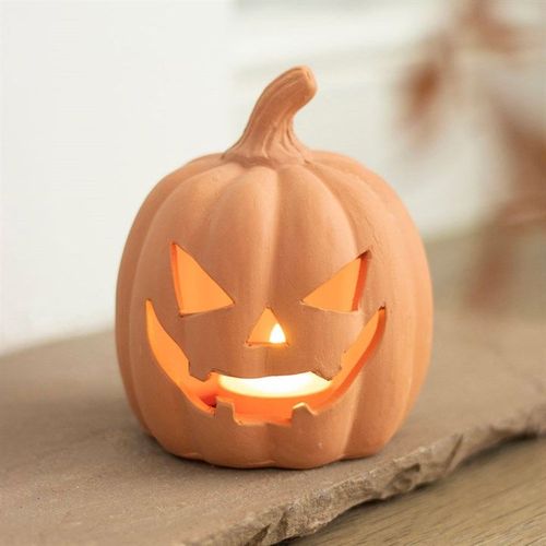 12.5cm Terracotta Pumpkin Ornament - Garden Accessories - Inspired Creative Gifts