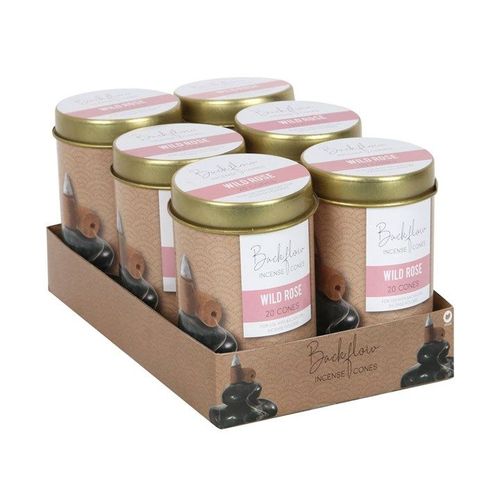 6 Tins of Elements Wild Rose Jumbo Backflow Cones - Backflow Burners & Cones - Inspired Creative Gifts