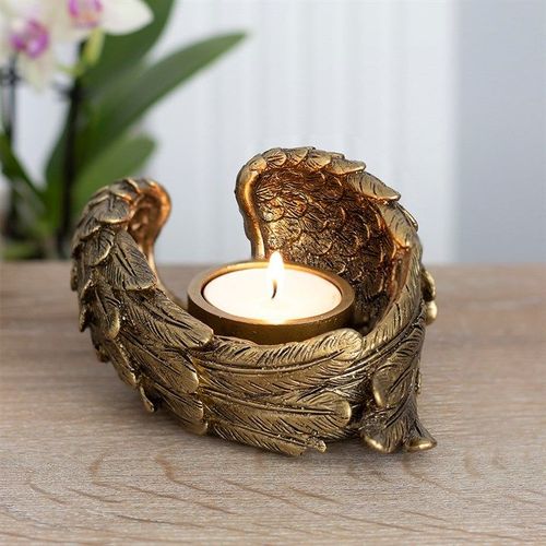Antique Gold Angel Wing Tealight Candle Holder - Candle Holders - Inspired Creative Gifts