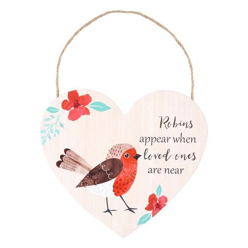 Loved Ones Winter Robin Hanging Heart Sign - Sign - Inspired Creative Gifts