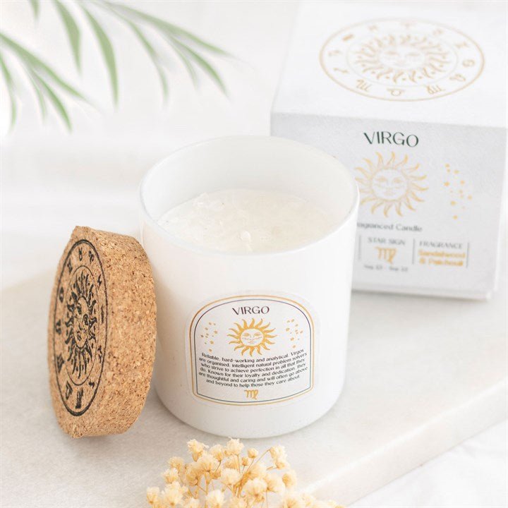 Virgo Sandalwood & Patchouli Gemstone Zodiac Candle | Inspired Creative Gifts | UK Supplier
