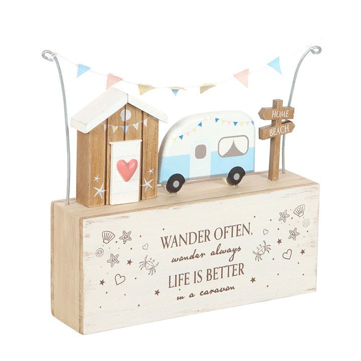 Wander Often Beach Hut Caravan Wooden Ornament | Inspired Creative Gifts | UK Supplier