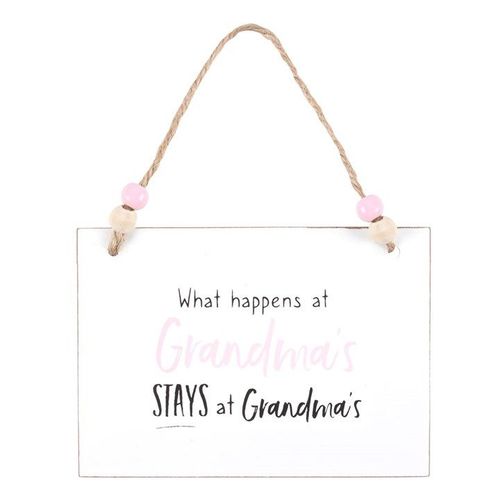 What Happens at Grandma's Hanging Sign | Inspired Creative Gifts | UK Supplier