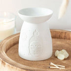 White Ceramic Buddha Face Oil Burner and Wax Warmer | Inspired Creative Gifts | UK Supplier