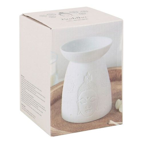 White Ceramic Buddha Face Oil Burner and Wax Warmer | Inspired Creative Gifts | UK Supplier