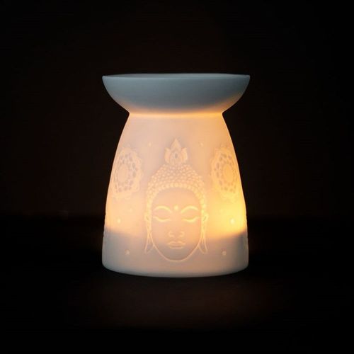 White Ceramic Buddha Face Oil Burner and Wax Warmer | Inspired Creative Gifts | UK Supplier