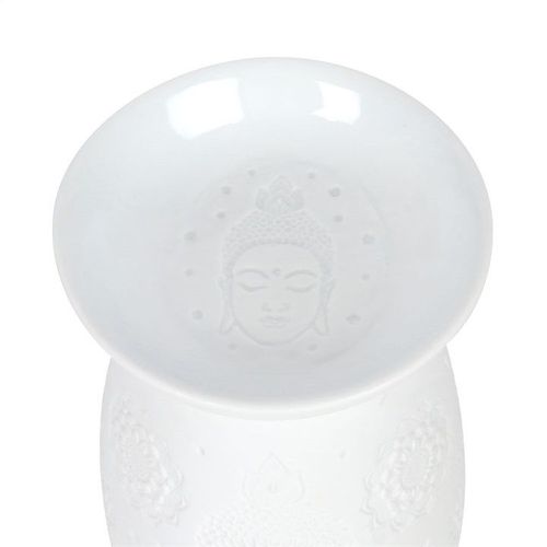White Ceramic Buddha Face Oil Burner and Wax Warmer | Inspired Creative Gifts | UK Supplier