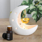 White Crescent Moon Hanging Oil Burner with Gold Dish | Inspired Creative Gifts | UK Supplier