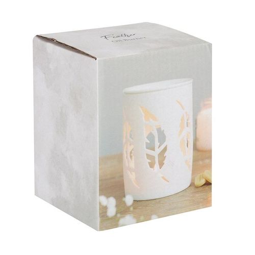 White Feather Cut Out Oil Burner | Inspired Creative Gifts | UK Supplier
