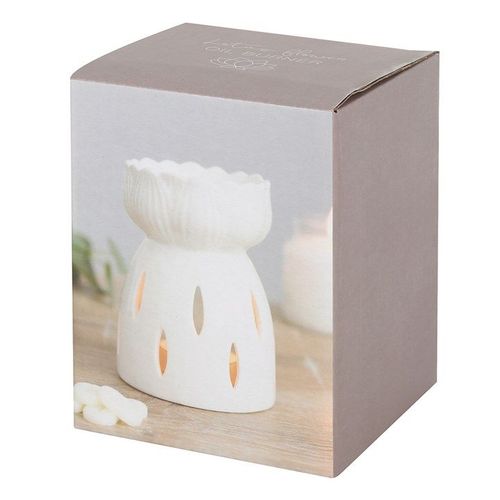 White Gloss Lotus Flower Oil Burner | Inspired Creative Gifts | UK Supplier