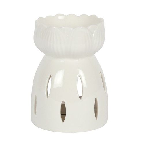 White Gloss Lotus Flower Oil Burner | Inspired Creative Gifts | UK Supplier