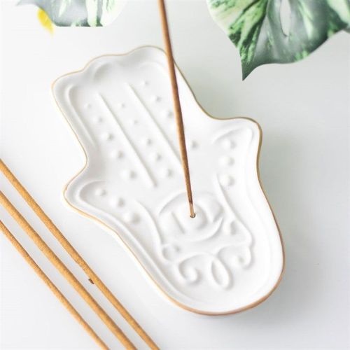 White Hamsa Hand Incense Stick Holder | Inspired Creative Gifts | UK Supplier