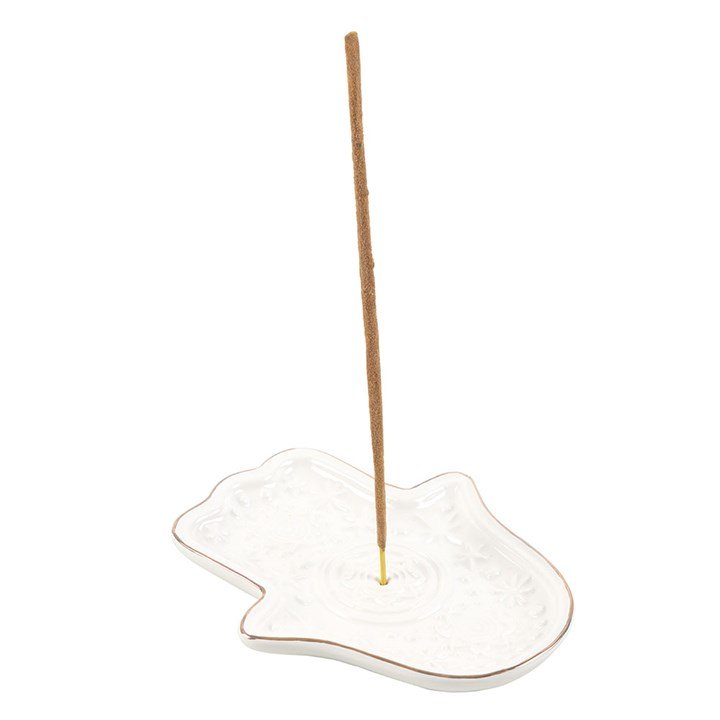 White Hand of Hamsa Incense Holder and Trinket Dish | Inspired Creative Gifts