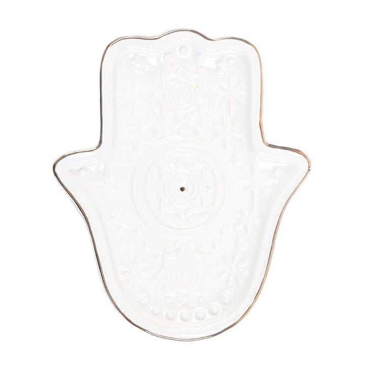 White Hand of Hamsa Incense Holder and Trinket Dish | Inspired Creative Gifts | UK Supplier