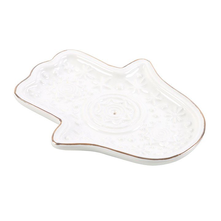 White Hand of Hamsa Incense Holder and Trinket Dish | Inspired Creative Gifts | UK Supplier