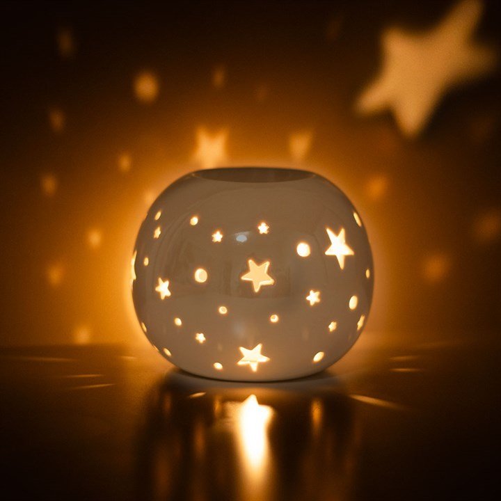 White Iridescent Star Oil Burner and Wax Warmer | Inspired Creative Gifts | UK Supplier