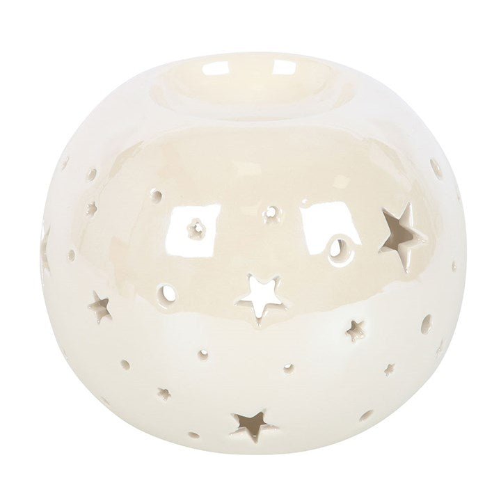 White Iridescent Star Oil Burner and Wax Warmer | Inspired Creative Gifts | UK Supplier