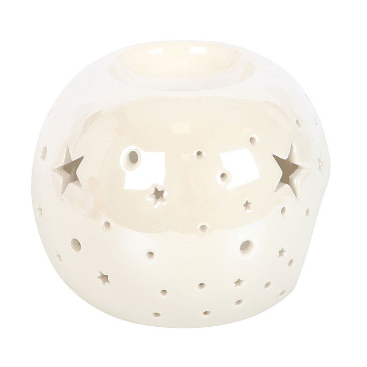 White Iridescent Star Oil Burner and Wax Warmer | Inspired Creative Gifts | UK Supplier