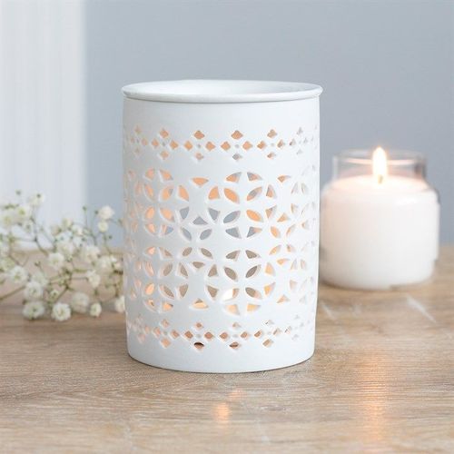 White Matte Cut Out Oil Burner | Inspired Creative Gifts | UK Supplier